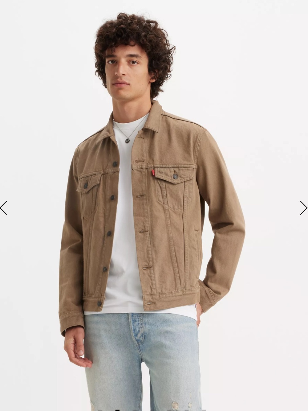 Levi’s Canvas Trucker Jacket Tan Cotton Men’s or Women’s Fall Layering Coat Sz M